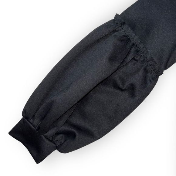 Halogen Black Pullover Sweatshirt with Ruffle Puff Sleeve Detail - Picture 6 of 8